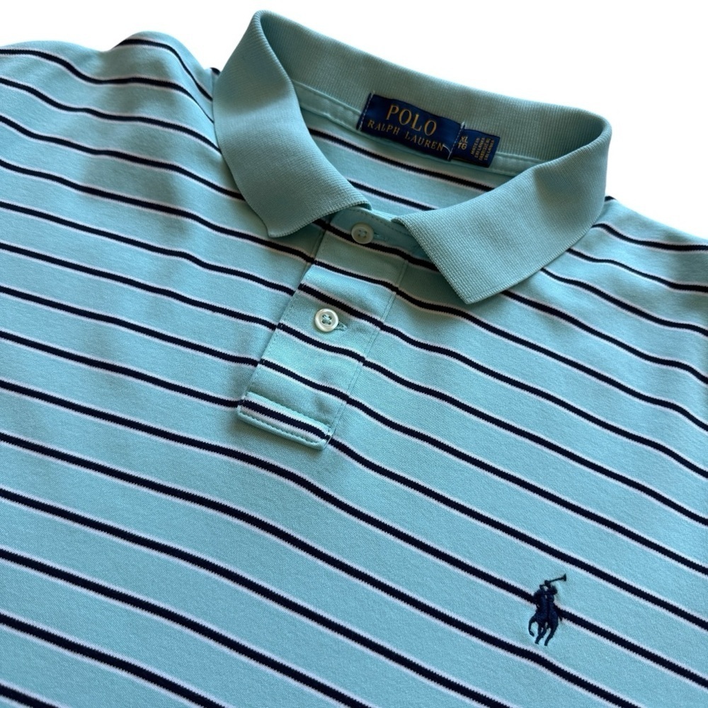 Polo Ralph Lauren Polo Shirt Mens XL Blue Striped Short Sleeve Pony Logo Casual